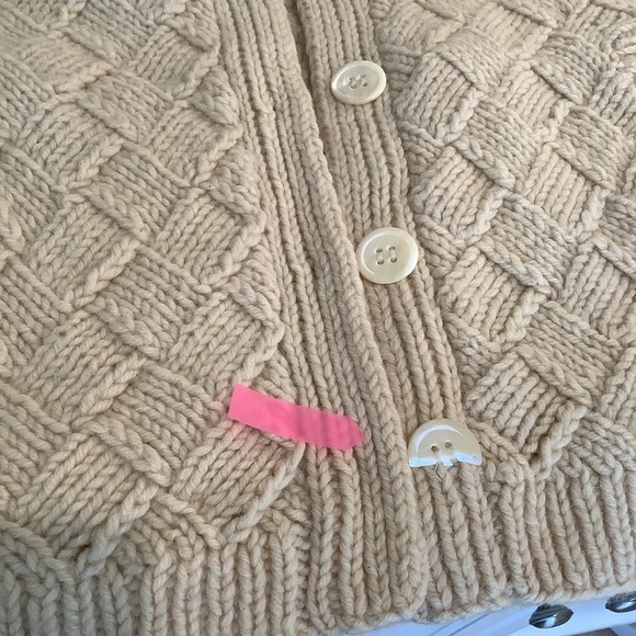 Express Hand Knit Cardigan Size Medium Cream Wool and Alpaca - Picture 7 of 10